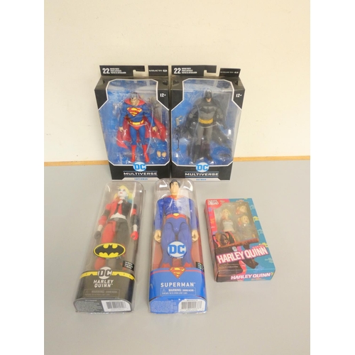 187 - Superhero DC figures to include a 12'' Superman figure by Spinmaster Toys 6056278, a boxed Batman fi... 