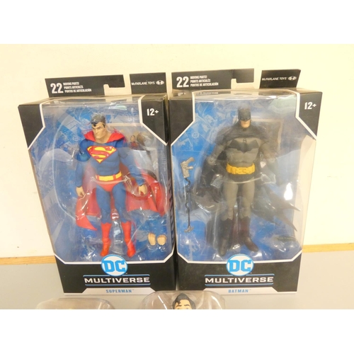 187 - Superhero DC figures to include a 12'' Superman figure by Spinmaster Toys 6056278, a boxed Batman fi... 