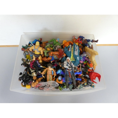 196 - Box of contemporary figures relating to He Man Masters of the Universe, Teenage Mutant Ninja Turtles... 