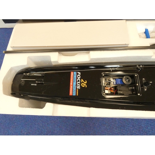 198 - Joysway Focus III 1m 2.4Ghz RTR Racing Yacht. Boxed with instructions.