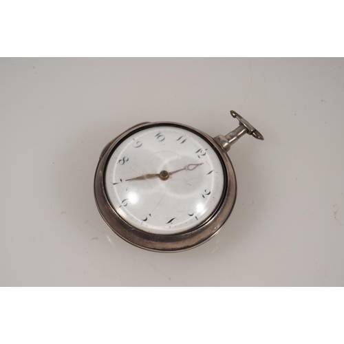 15 - Bartholomew of London, an antique silver pair case pocket watch, the white enamel dial with Arabic n... 