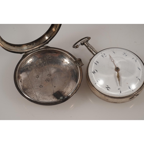 15 - Bartholomew of London, an antique silver pair case pocket watch, the white enamel dial with Arabic n... 