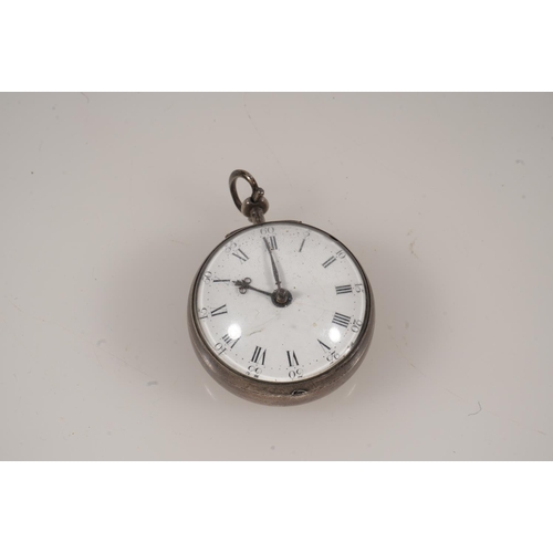 17 - Benjamin Dutton of London, a silver pair case (lacking outer case) pocket watch, the white enamel di... 