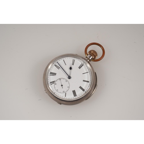 19 - 935 grade silver open faced keyless pocket watch, the works set with blued steel screws, the dust co... 