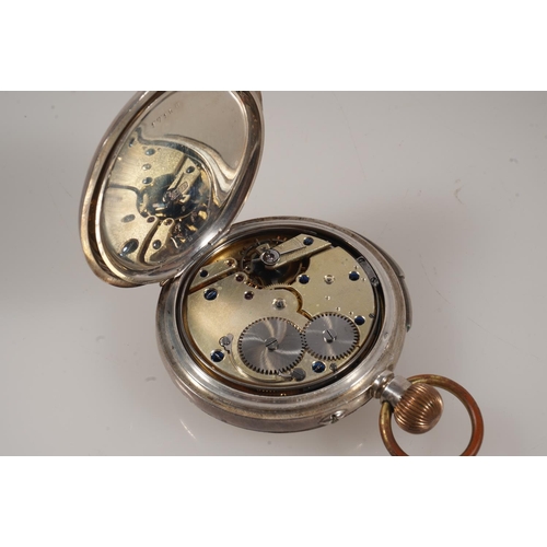 19 - 935 grade silver open faced keyless pocket watch, the works set with blued steel screws, the dust co... 