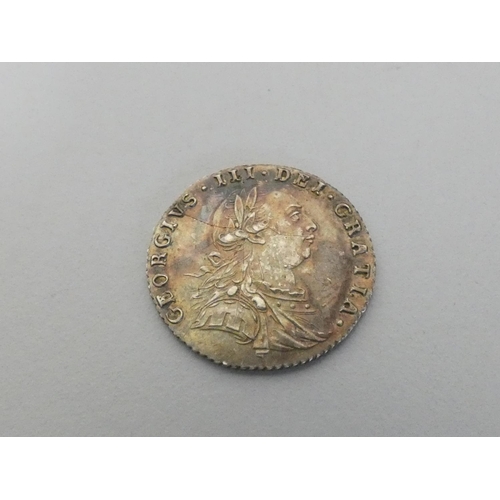 252 - United Kingdom. George III, (1760-1820) 1787 Silver sixpence, without Hearts. S.3748 EX+.... 