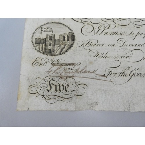 282 - Colonial Bahamas Banknote. Fort Montague Bank, for E. Hill, 5 Half Pence, 10th July 1821, serial num... 