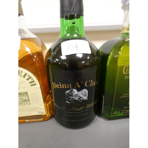 14 - Four bottles of Single Highland Malt Scotch Whisky, Glen Keith 10 years old, 70cl, 43% vol, The Whis... 