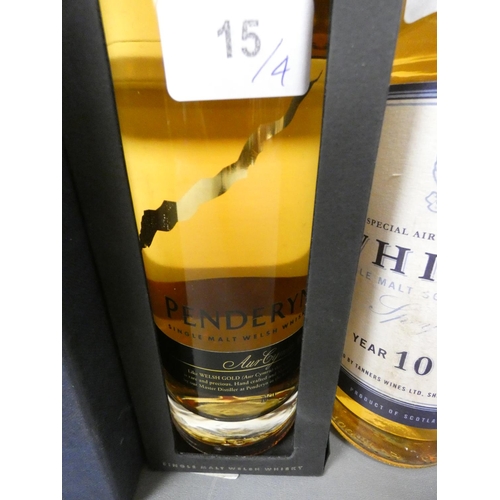 15 - Four bottles of Single Malt Scotch Whisky, Penderyn Limited Edition Welsh Whisky, Limited Bottling f... 