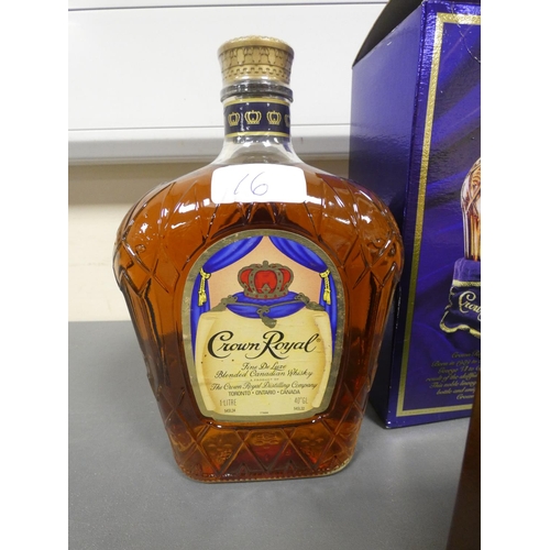 16 - Two bottles of Blended Scotch Whisky, Buchanan's Red Seal, 75cl, 40% vol, boxed, and Crown Royal Can... 