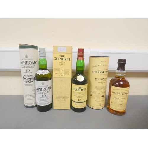 2 - The Balvenie Doublewood 12 years old single malt scotch whisky, 70cl, 40% vol, with The Glenlivet 12... 