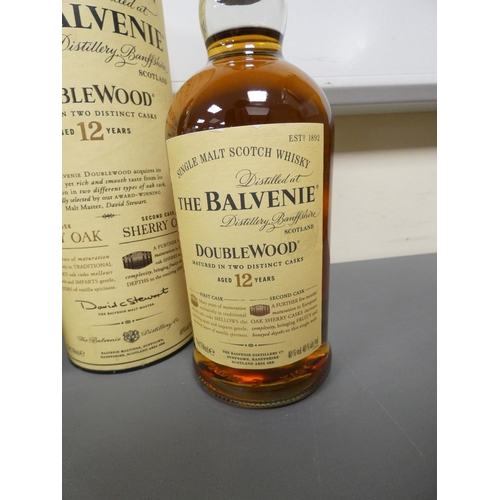 2 - The Balvenie Doublewood 12 years old single malt scotch whisky, 70cl, 40% vol, with The Glenlivet 12... 