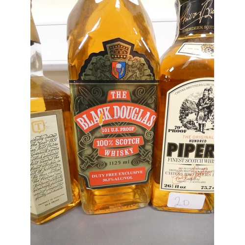 20 - Six bottles of Blended Scotch Whisky, The Black Douglas, 101 U.S. Proof, Distilled in Scotland and b... 