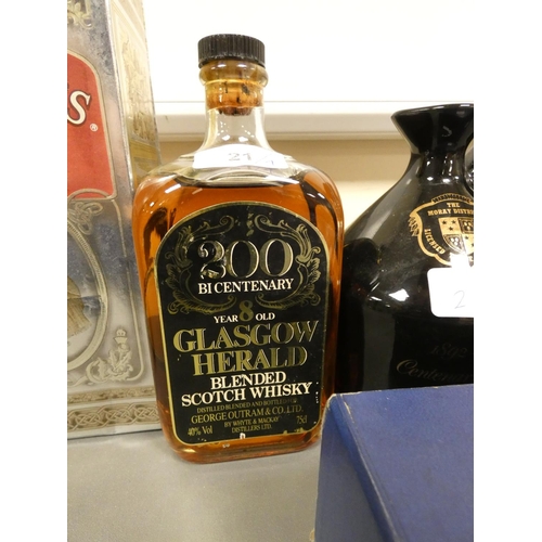 21 - Three bottles of Blended Scotch Whsiky, Glasgow Herald 200 Bi Centenary 8 years old, Distilled and B... 