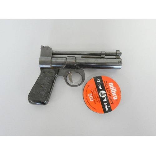 342 - c1950s Webley Junior air pistol cal .177 along with a selection of pellets. Please note that postage... 