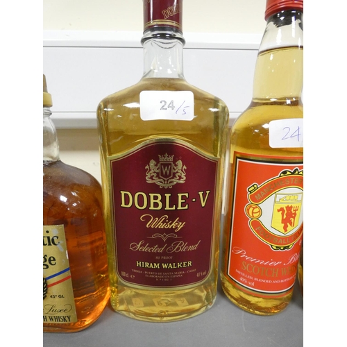 24 - Five Bottles of Blended Scotch Whisky, Double - V selected blend, By Hiram Walker, 100cl, 40% vol, G... 