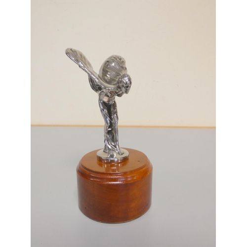 346 - Rolls Royce. Spirit of Ecstasy silver plated car mascot, the base stamped with registration mark. On... 