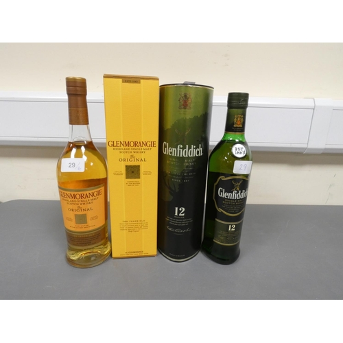 29 - Glenmorangie Highland Single Malt Scotch Whisky, 70cl, 40% vol, with Glenfiddich 12 years old single... 