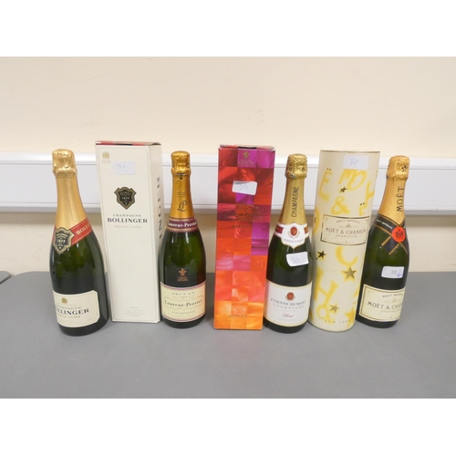 30 - Four bottles of Champagne, Moet & Chandon, 750ml, 12% vol, Bollinger special cuvee, 75cl, 12% vo... 