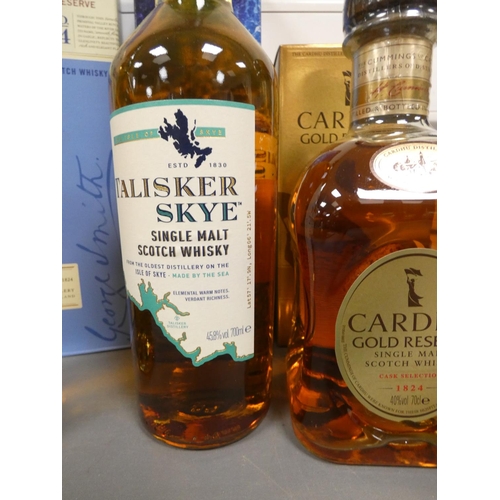 36 - Cragganmore 12yr old single malt whisky 70cl 40%ABV, along with The Glenlivet 70cl 40%ABV, Talisker ... 