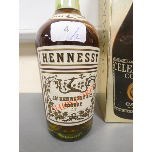 4 - Hennessy Cognac, 70cl, 40%, with Camus Celebration Cognac, 1 Litre, 40% vol, boxed. (2)