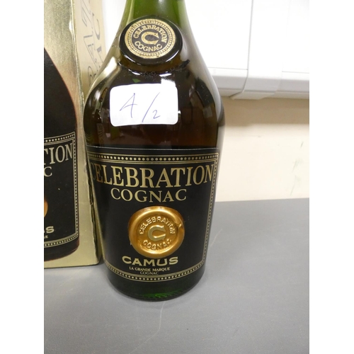 4 - Hennessy Cognac, 70cl, 40%, with Camus Celebration Cognac, 1 Litre, 40% vol, boxed. (2)