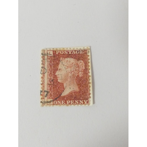 367 - Great Britain. Penny red imperforated error stamp. The print is offset resulting in the stamp lackin... 