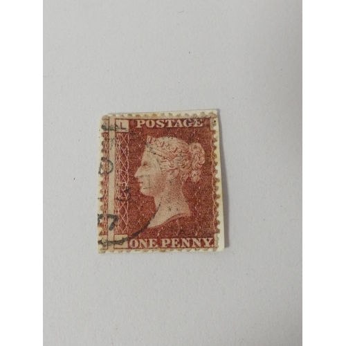 367 - Great Britain. Penny red imperforated error stamp. The print is offset resulting in the stamp lackin... 