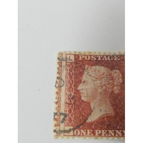 367 - Great Britain. Penny red imperforated error stamp. The print is offset resulting in the stamp lackin... 