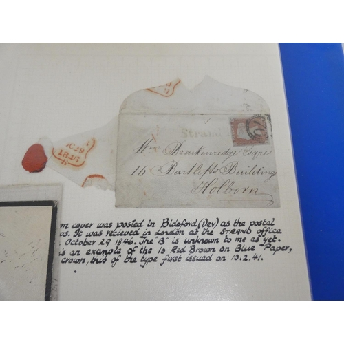 369 - Album of Victorian correspondence c1840s-60s with imperforated penny red postage stamps. 