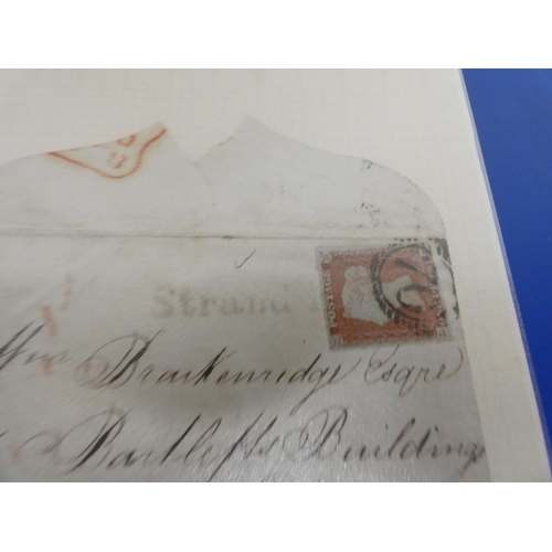 369 - Album of Victorian correspondence c1840s-60s with imperforated penny red postage stamps. 