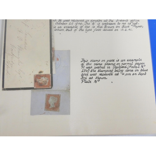 369 - Album of Victorian correspondence c1840s-60s with imperforated penny red postage stamps. 