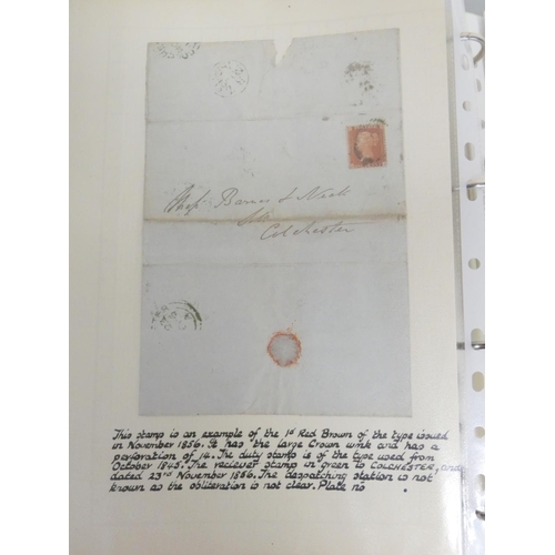 369 - Album of Victorian correspondence c1840s-60s with imperforated penny red postage stamps. 