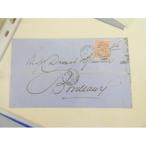 369 - Album of Victorian correspondence c1840s-60s with imperforated penny red postage stamps. 