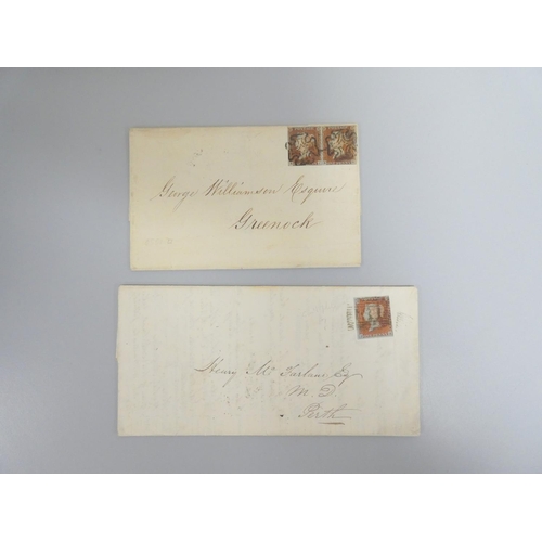 369 - Album of Victorian correspondence c1840s-60s with imperforated penny red postage stamps. 