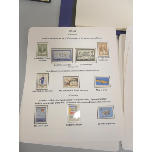 384 - Collection of postage stamps to include first day covers, an album and album sheets containing Greek... 