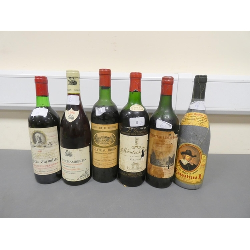 6 - Group of Bordeaux, circa 1960s and later, To include Rothschild Mouton Cadet 1964, Chateau Lynch-Bag... 