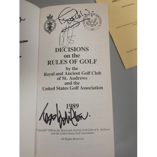 395 - GOLFING AUTOGRAPHS. Decisions on the Rules of Golf by the Royal and Ancient Golf Club of St Andrews ... 