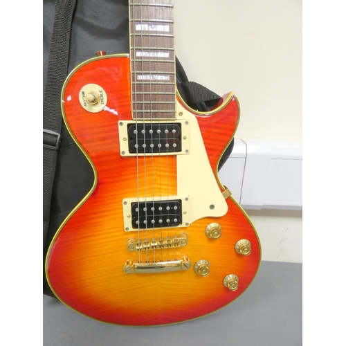 430 - Les Paul style Bluerock six string electric guitar, in cherry sunburst with mother of pearl fretboar... 