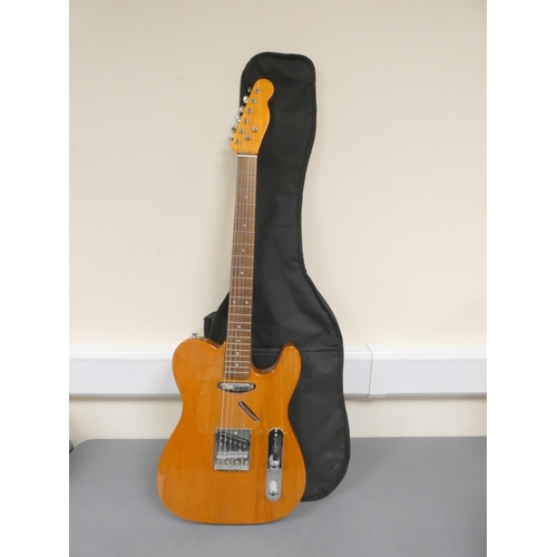 432 - Telecaster style six string guitar, with carry case.