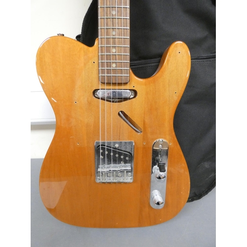 432 - Telecaster style six string guitar, with carry case.