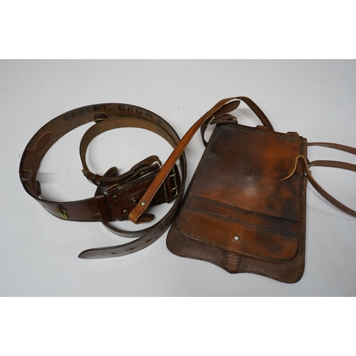 1773 - Plain brown leather sabretache and a brown leather belt.