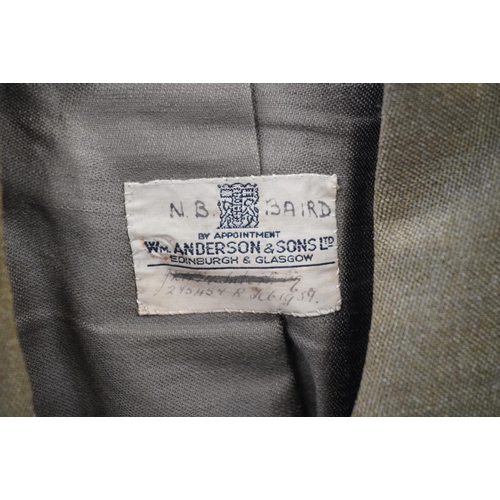 1780 - British army uniform, a khaki green jacket with Anderson & Sons Ltd of Edinburgh label [N B BROW... 