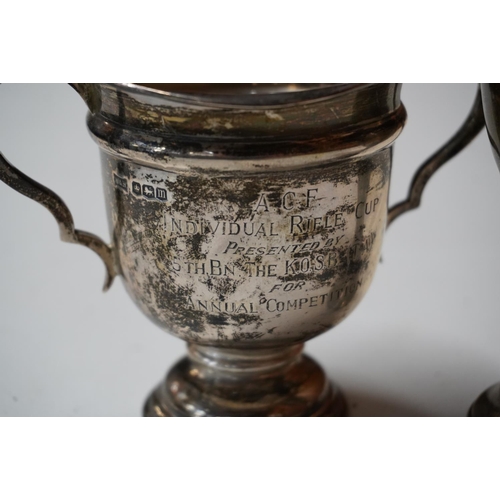 1649A - Kings Own Scottish Borderers KOSB interest, a silver prize cup engraved 'ACF INDIVIDUAL RIFLE CUP PR... 