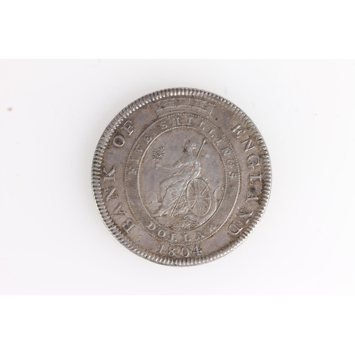 236 - UNITED KINGDOM King George III (1760-1820) silver five shilling or dollar 1804 S3768.