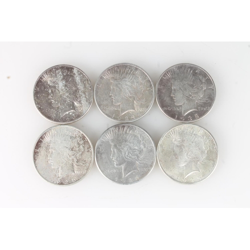 333 - UNITED STATES OF AMERICA USA silver Liberty Head Peace dollars 1924 1925, 1925S, 1926, 1926 S and 19... 