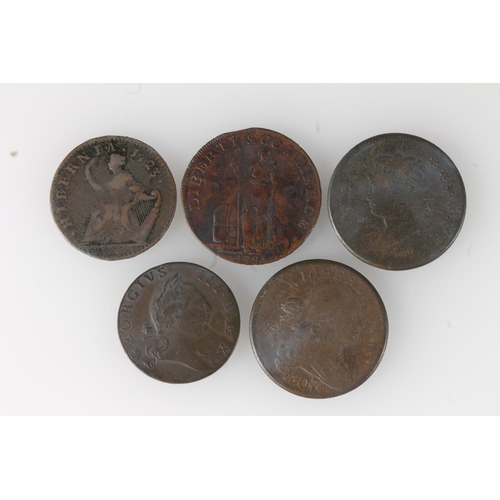 344 - Pre UNITED STATES OF AMERICA USA coins to include a Virginia half penny 1773, bust of British King G... 