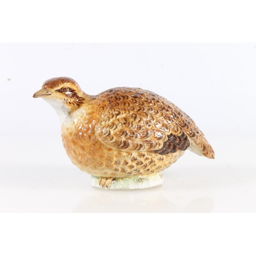 444 - Meissen porcelain model of a bird, possibly a quail, numbered '478' to the base and a pair of Meisse... 