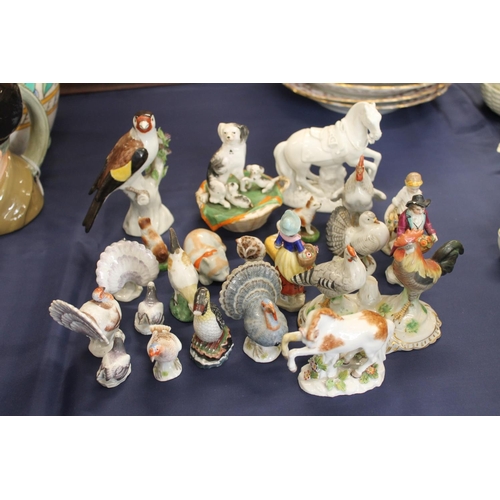 445 - Meissen miniature porcelain bird models to include turkeys and chickens.