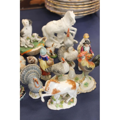 445 - Meissen miniature porcelain bird models to include turkeys and chickens.